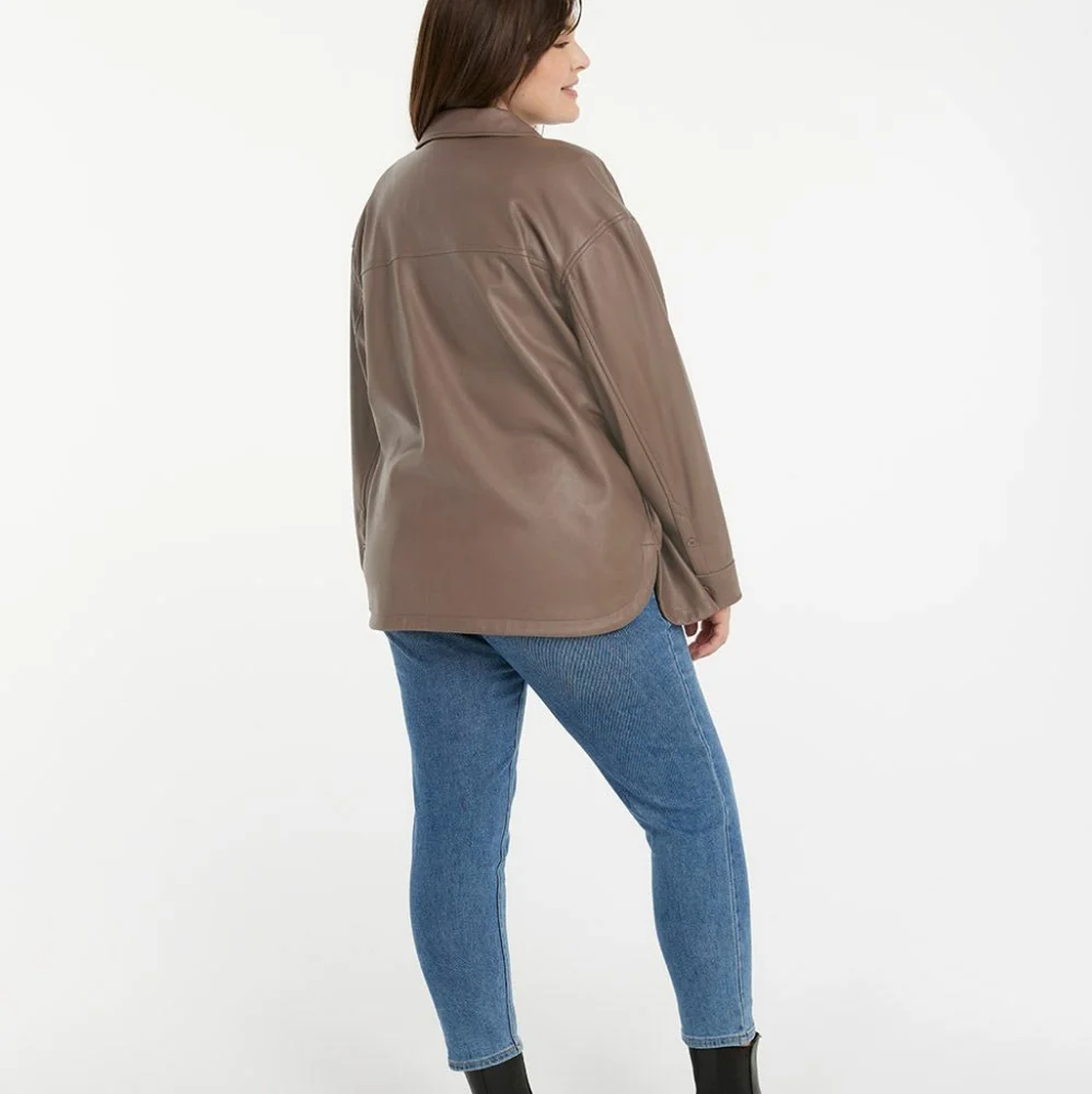 Reitman's Faux Leather Shacket brown iron size large jacket - Picture 3 of 10